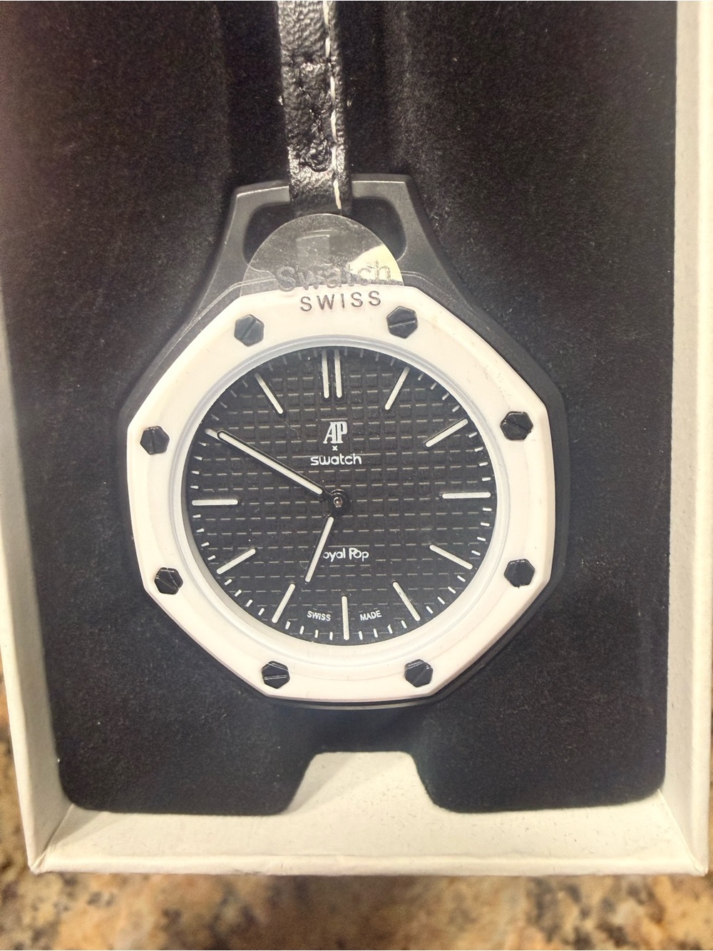 Swatch Men's Black Dial with White Bezel Royal Pop
